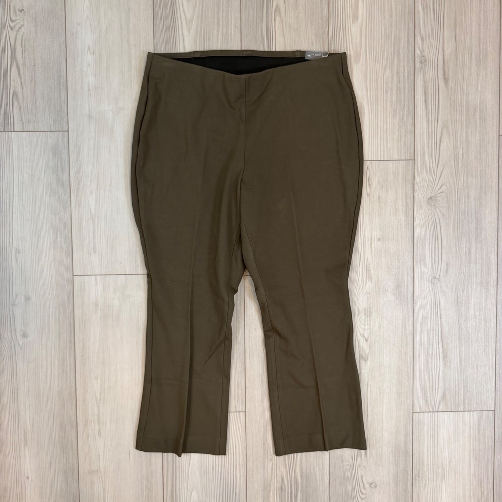 Talbots Montauk Pant 14WP Olive Green High Waist Flare Leg Ankle Ponte NWT